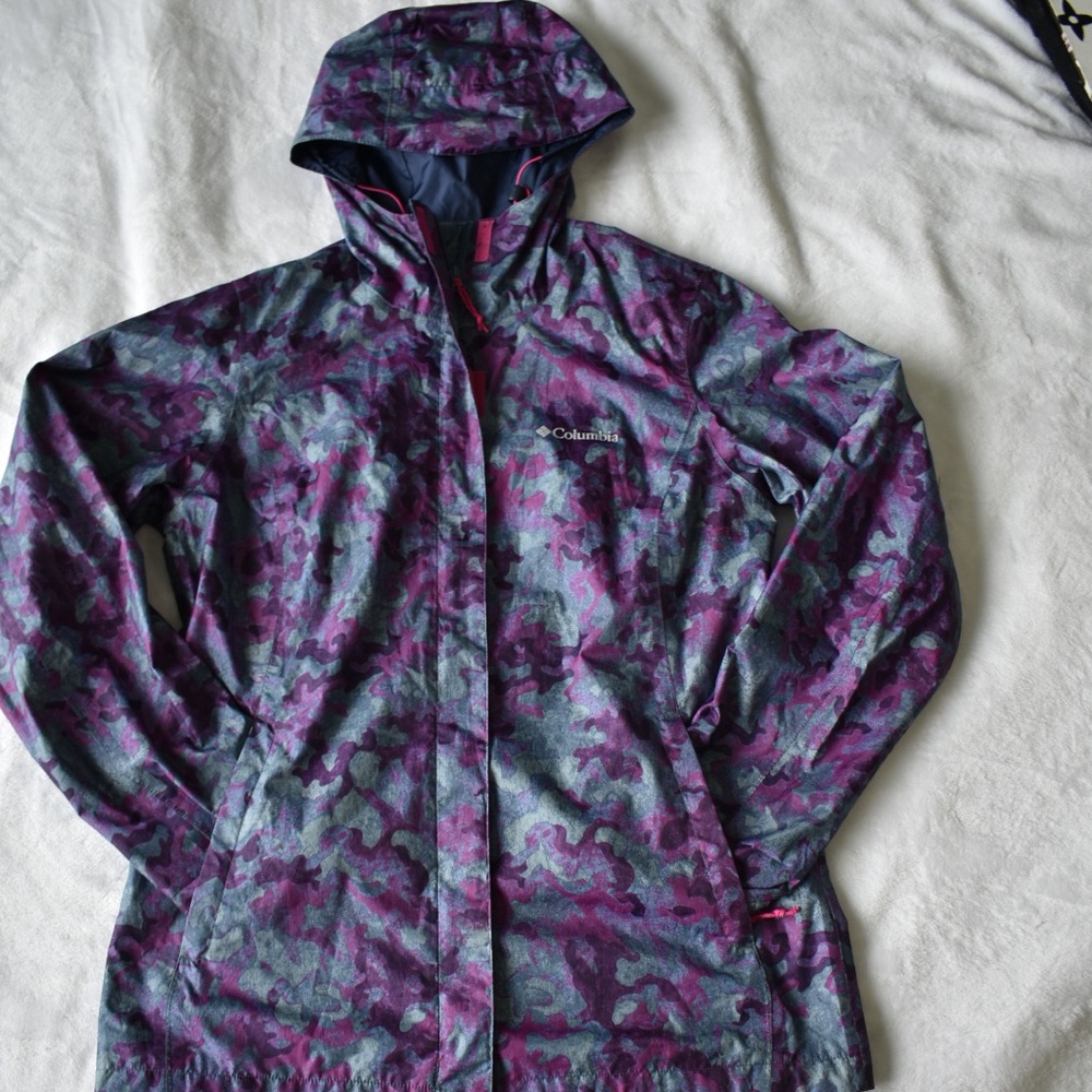 Purple Camo Columbia Rain Jacket